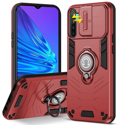 Ultra Rugged Armor Case with Rotating Ring Holder & Shutter Camera Protection Back Case For Realme 5