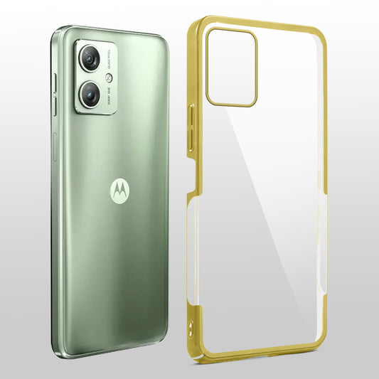 Crystal Clear Premium Case with Shiny Colorful Edges and Precise Cutouts for Motorola Moto G64