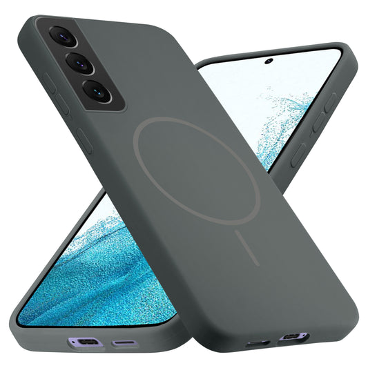 Liquid Silicon With Microfiber Lining Back Case For Samsung S22 5G (MagSafe Compatible)