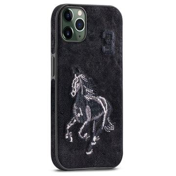 Elegant Velvet Back with Exquisite Embroidery Back Case for Apple iPhone 11 Pro