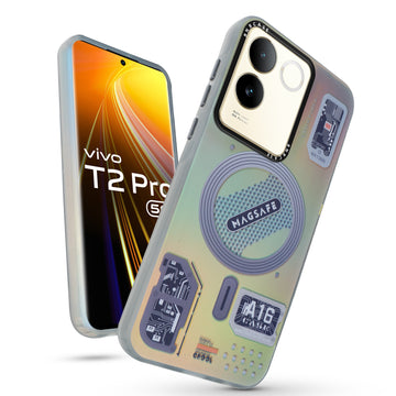 Colorful Reflective Circuit Prints Hard Back Protector Case For Vivo T2 Pro 5G