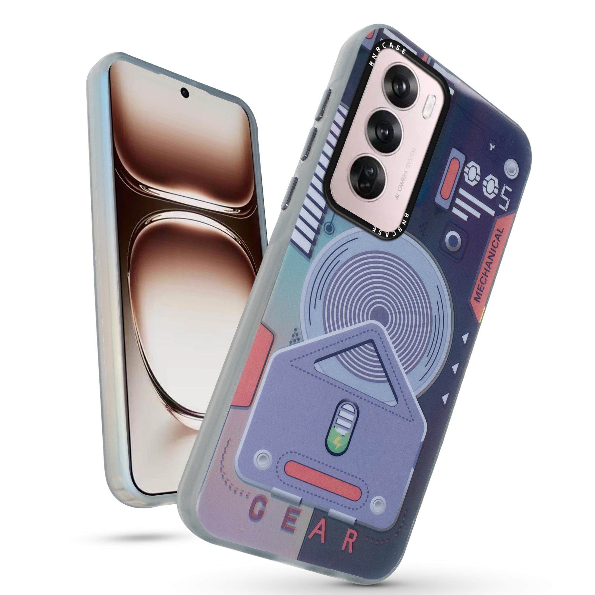 Colorful Reflective Circuit Prints Hard Back Protector Case For Oppo Reno 12 Pro 5G