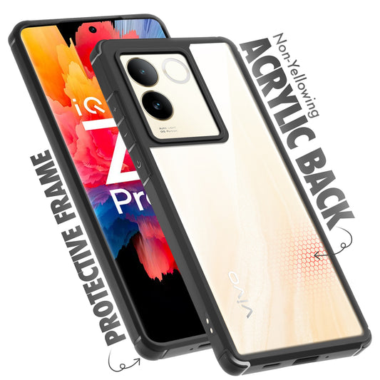 Silicone Frame Transparent Hard Back Cover for iQOO Z7 Pro 5G