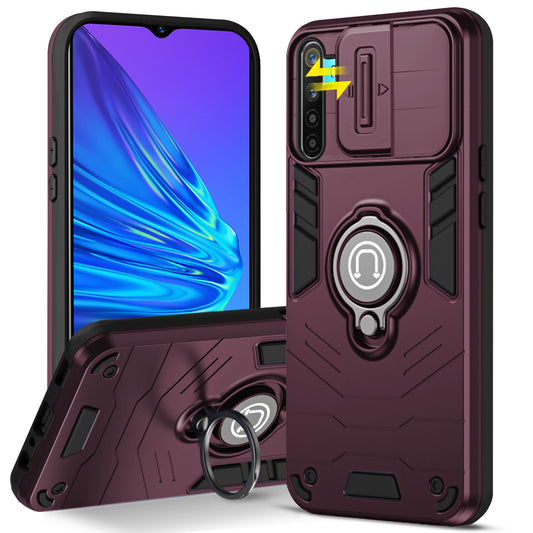 Ultra Rugged Armor Case with Rotating Ring Holder & Shutter Camera Protection Back Case For Realme 5