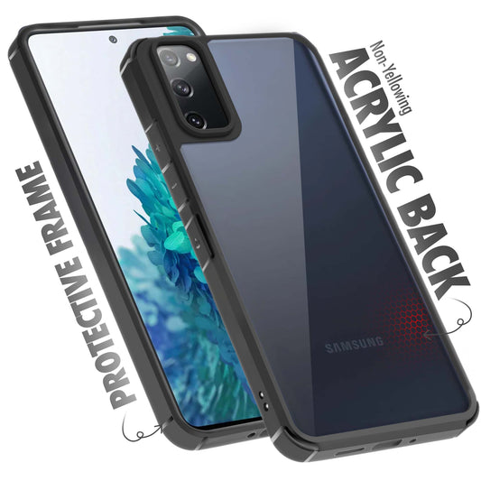 Silicone Frame Transparent Hard Back Cover for Samsung S20 FE 5G