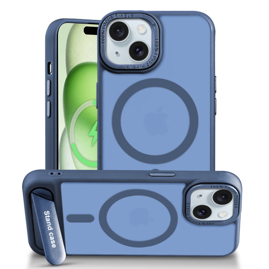 Semi-Transparent Hard Back & MagSafe Compatible With Kickstand Back Case For Apple iPhone 15 Plus