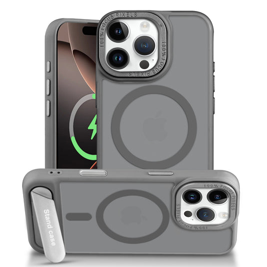 Semi-Transparent Hard Back & MagSafe Compatible With Kickstand Back Case For Apple iPhone 16 Pro