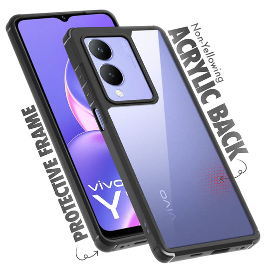 Silicone Frame Transparent Hard Back Cover for Vivo Y17s