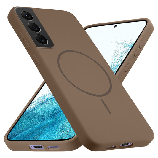 Liquid Silicon With Microfiber Lining Back Case For Samsung S22 5G (MagSafe Compatible)