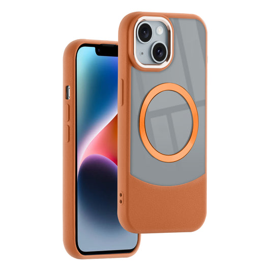 Stylish Leather Cases With Vibrant Metallic Ring Back Case For Apple iPhone 14