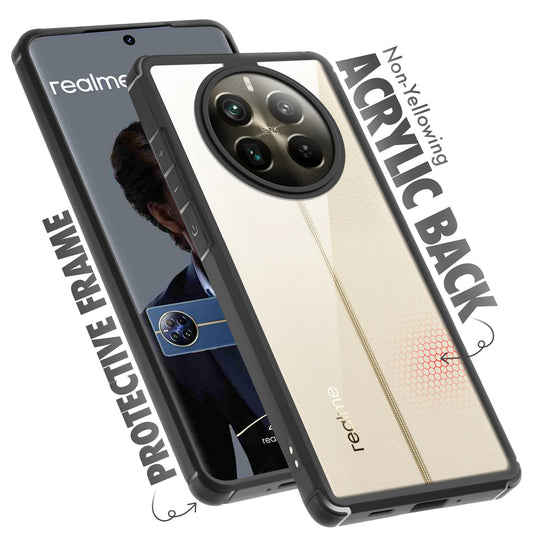 Silicone Frame Transparent Hard Back Cover for Realme 12 Pro Plus 5G