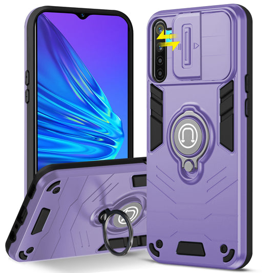 Ultra Rugged Armor Case with Rotating Ring Holder & Shutter Camera Protection Back Case For Realme 5