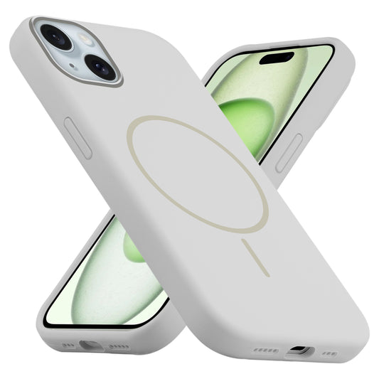 Liquid Silicon With Microfiber Lining Back Case For Apple iPhone 15 Plus (MagSafe Compatible)