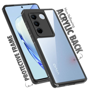 Silicone Frame Transparent Hard Back Cover for Vivo V27 5G