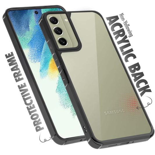Silicone Frame Transparent Hard Back Cover for Samsung S21 FE 5G