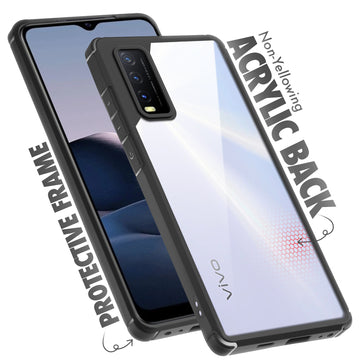 Silicone Frame Transparent Hard Back Cover for Vivo Y20A
