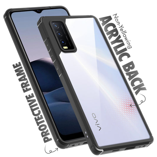 Silicone Frame Transparent Hard Back Cover for Vivo Y20A