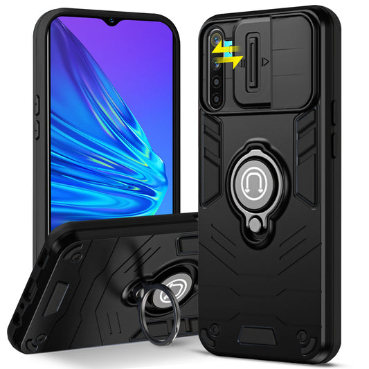 Ultra Rugged Armor Case with Rotating Ring Holder & Shutter Camera Protection Back Case For Realme 5