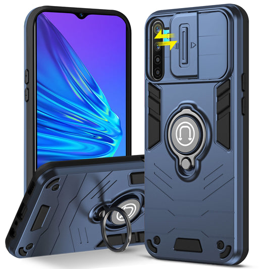 Ultra Rugged Armor Case with Rotating Ring Holder & Shutter Camera Protection Back Case For Realme 5