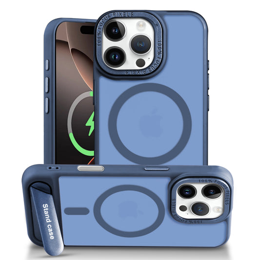 Semi-Transparent Hard Back & MagSafe Compatible With Kickstand Back Case For Apple iPhone 16 Pro