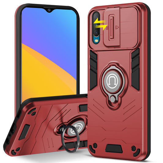 Ultra Rugged Armor Case with Rotating Ring Holder & Shutter Camera Protection Back Case For Vivo Y15