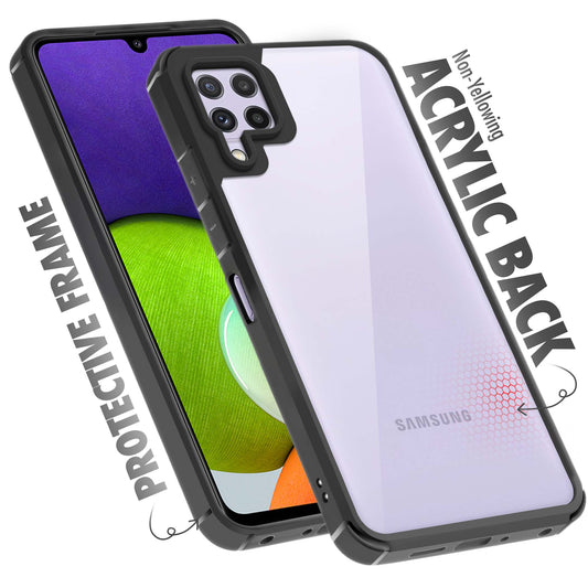 Silicone Frame Transparent Hard Back Cover for Samsung A22 4G