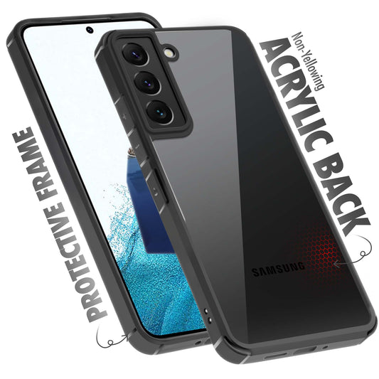 Silicone Frame Transparent Hard Back Cover for Samsung S22 5G