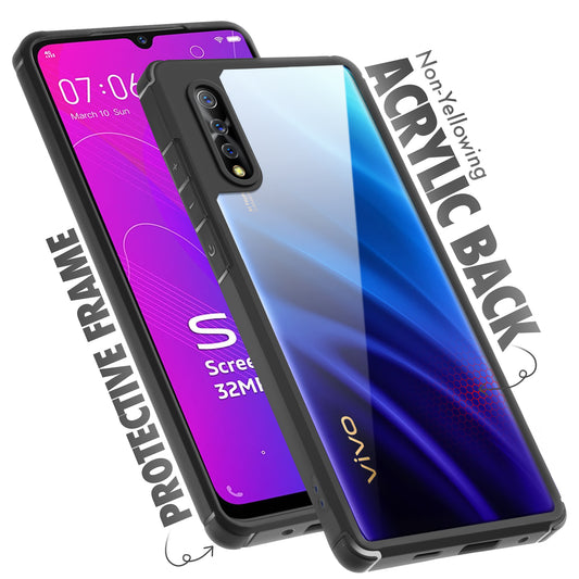 Silicone Frame Transparent Hard Back Cover for Vivo S1