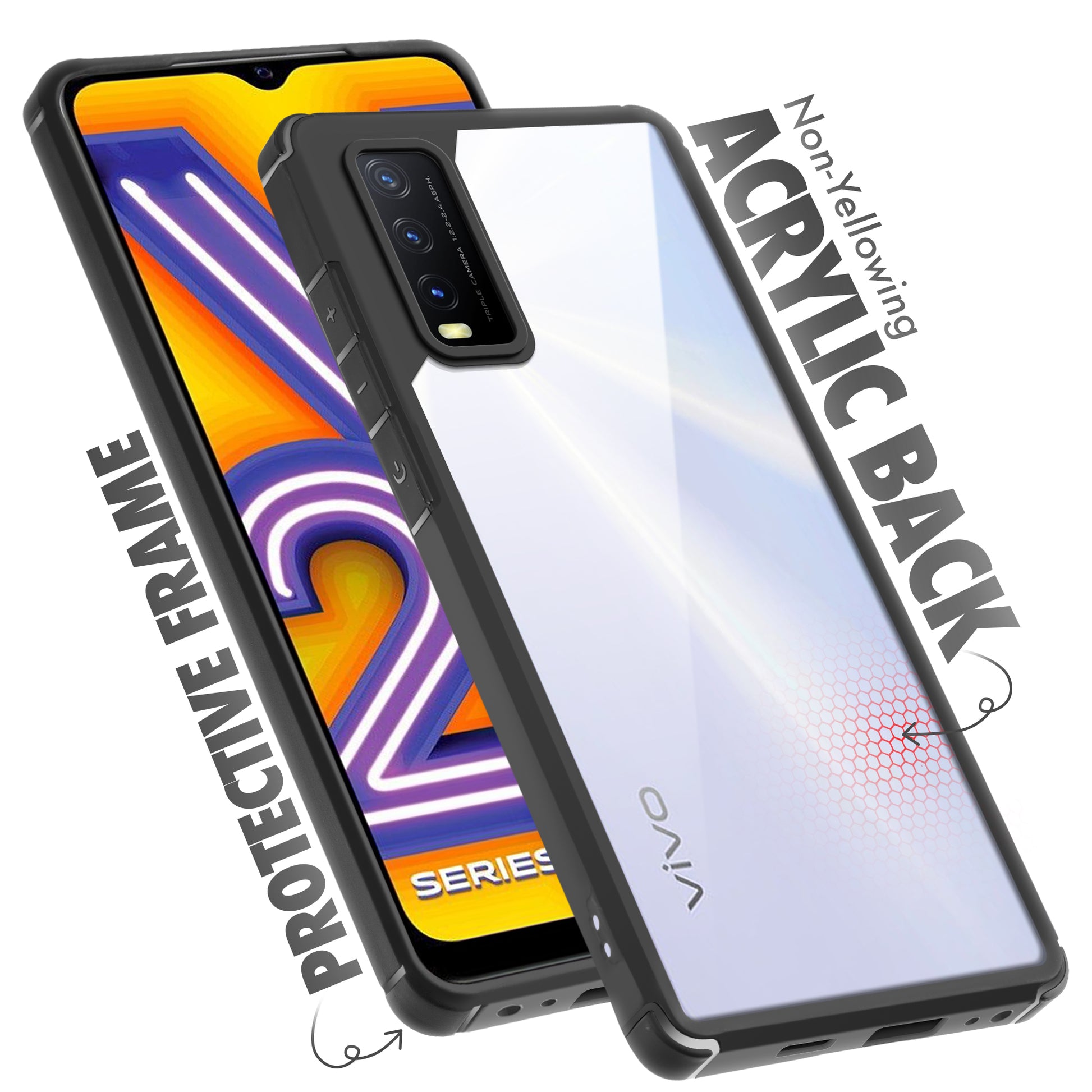 Silicone Frame Transparent Hard Back Cover for Vivo Y20