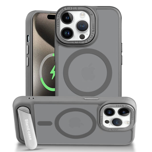 Semi-Transparent Hard Back & MagSafe Compatible With Kickstand Back Case For Apple iPhone 15 Pro Max