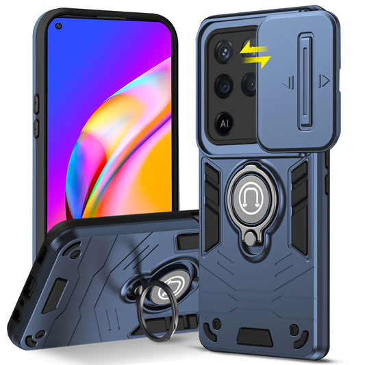 Ultra Rugged Armor Case with Rotating Ring Holder & Shutter Camera Protection Back Case For Oppo F19 Pro 5G