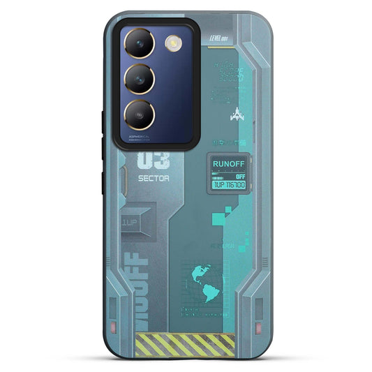 Mechanical Circuit Print Hard Back Cover For Vivo Y200e 5G