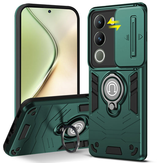 Ultra Rugged Armor Case with Rotating Ring Holder & Shutter Camera Protection Back Case For Vivo Y200 5G