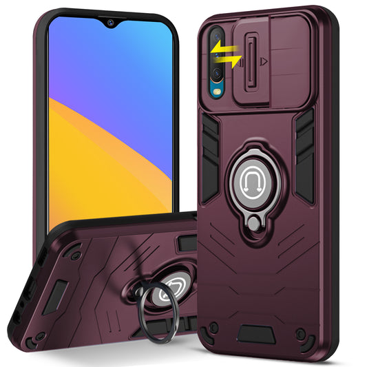 Ultra Rugged Armor Case with Rotating Ring Holder & Shutter Camera Protection Back Case For Vivo Y15