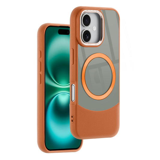 Stylish Leather Cases With Vibrant Metallic Ring Back Case For Apple iPhone 16 Plus