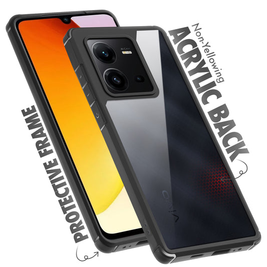 Silicone Frame Transparent Hard Back Cover for Vivo V25 5G