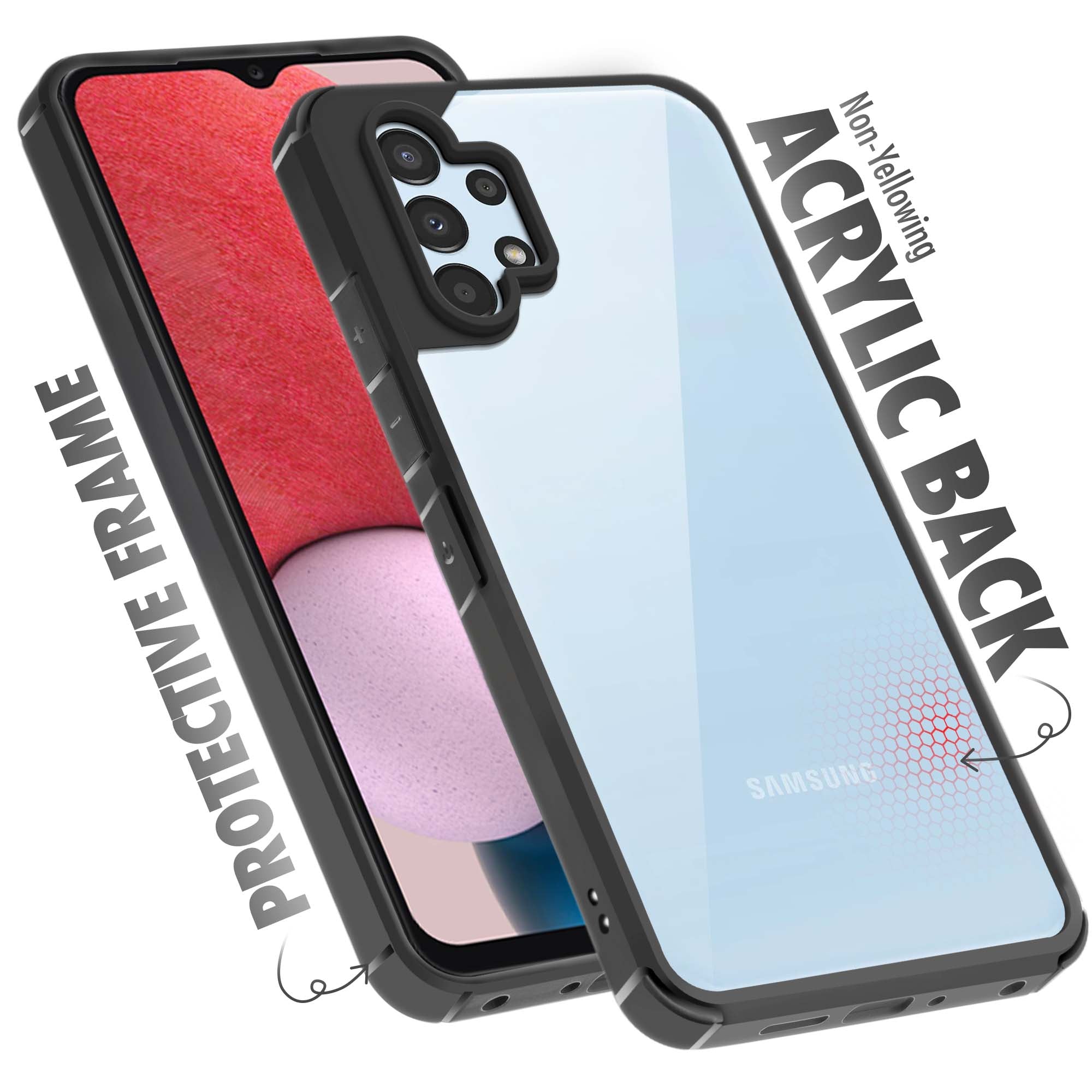 Silicone Frame Transparent Hard Back Cover for Samsung A13 4G