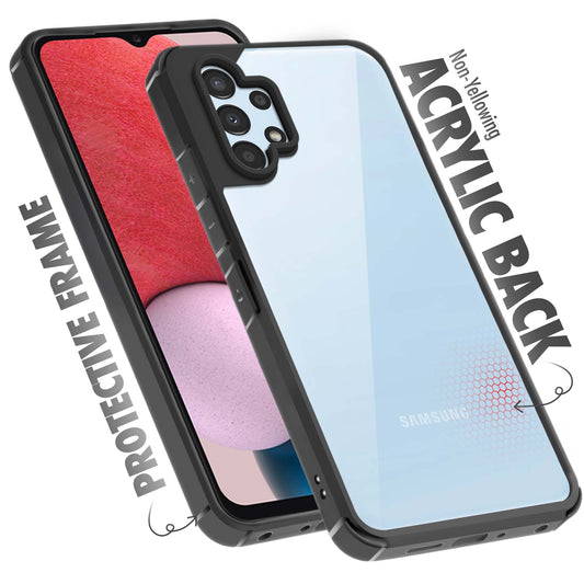 Silicone Frame Transparent Hard Back Cover for Samsung A13 4G