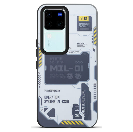 Mechanical Circuit Print Hard Back Cover For Vivo V30 5G