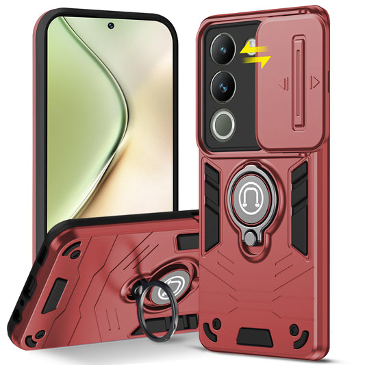 Ultra Rugged Armor Case with Rotating Ring Holder & Shutter Camera Protection Back Case For Vivo Y200 5G