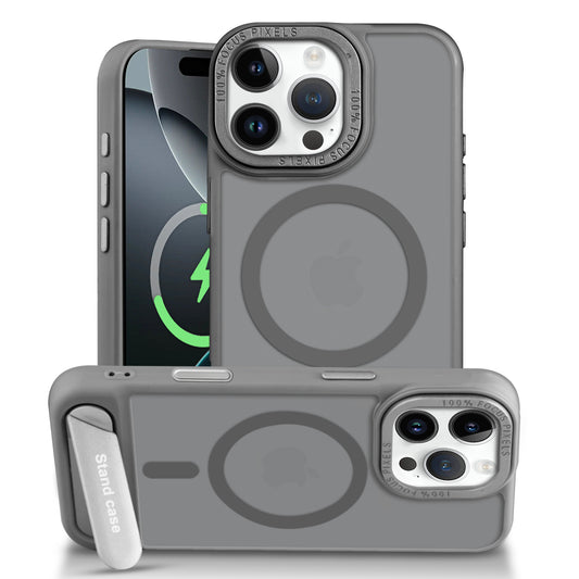 Semi-Transparent Hard Back & MagSafe Compatible With Kickstand Back Case For Apple iPhone 16 Pro Max
