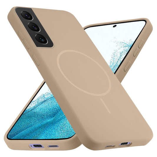 Liquid Silicon With Microfiber Lining Back Case For Samsung S22 5G (MagSafe Compatible)