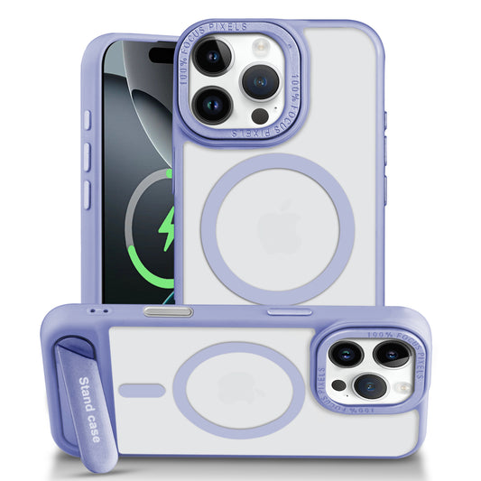 Semi-Transparent Hard Back & MagSafe Compatible With Kickstand Back Case For Apple iPhone 16 Pro Max