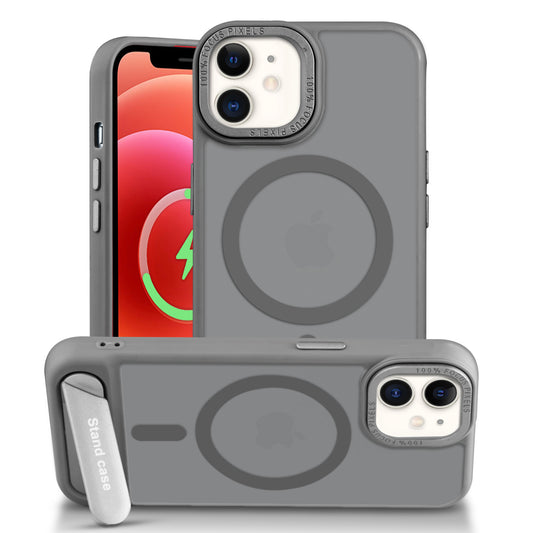 Semi-Transparent Hard Back & MagSafe Compatible With Kickstand Back Case For Apple iPhone 12