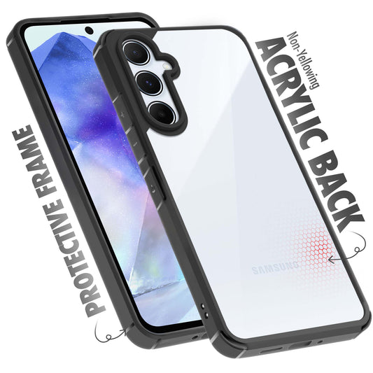 Silicone Frame Transparent Hard Back Cover for Samsung A55 5G