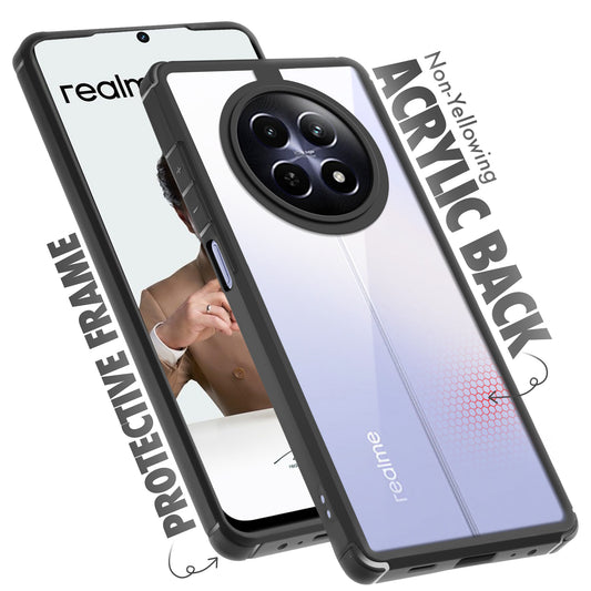 Silicone Frame Transparent Hard Back Cover for Realme 12 5G