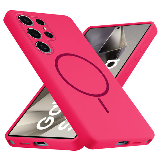 Liquid Silicon With Microfiber Lining Back Case For Samsung S24 Ultra 5G (MagSafe Compatible)