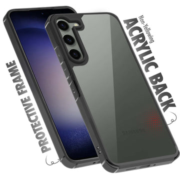 Silicone Frame Transparent Hard Back Cover for Samsung S23 Plus 5G