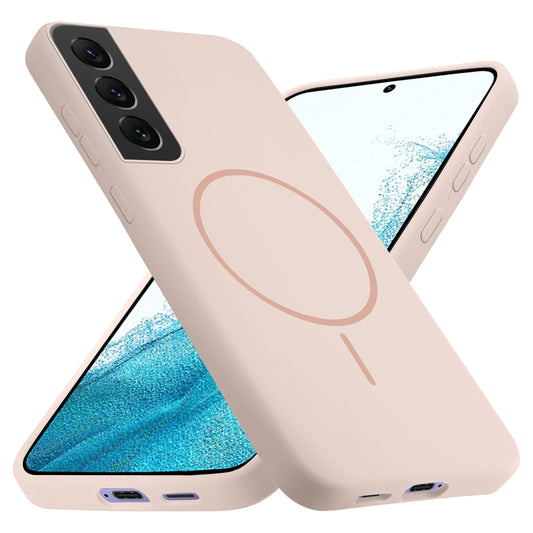 Liquid Silicon With Microfiber Lining Back Case For Samsung S22 5G (MagSafe Compatible)