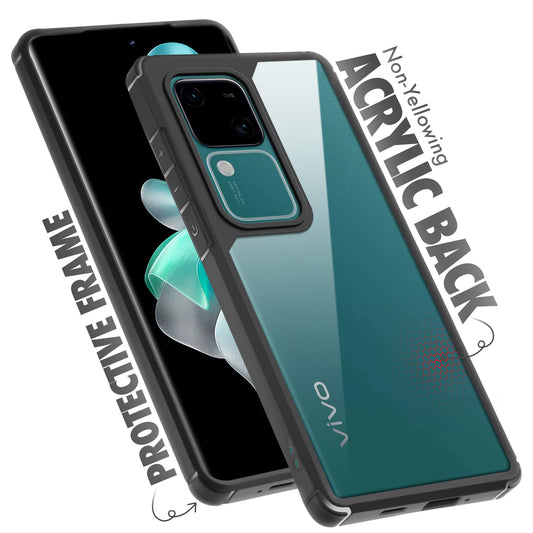 Silicone Frame Transparent Hard Back Cover for Vivo V30 5G